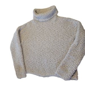 Loft Sherpa Cream Color Fuzzy Sweater Size Large